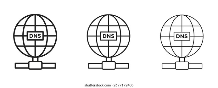 Símbolo de estilo linear de ícone DNS para conceito móvel e design da Web.