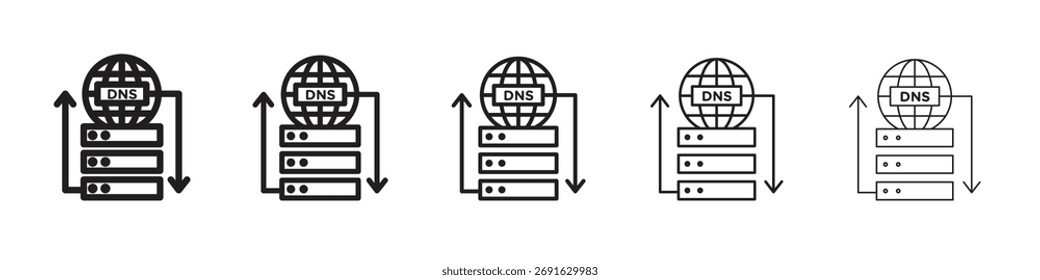 Ícone DNS logotipo definir conceito ilustração de vetor de estoque.