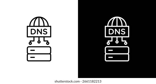 DNS-Symbol. Piktogramm für Schlaganfall. Vektorgrafik. Vektorzeichen für mobile Apps und Websites.