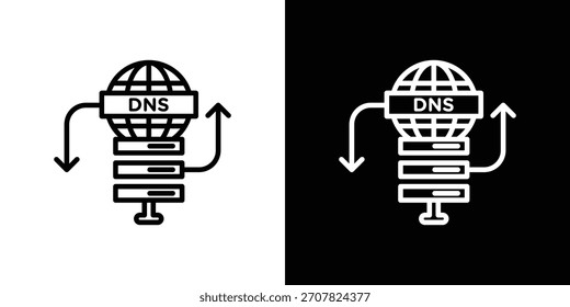 DNS icon symbol in thin line, outline and stroke style for apps