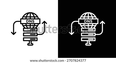 DNS icon symbol in thin line, outline and stroke style for apps