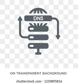 Dns icon. Trendy flat vector Dns icon on transparent background from web hosting collection. 