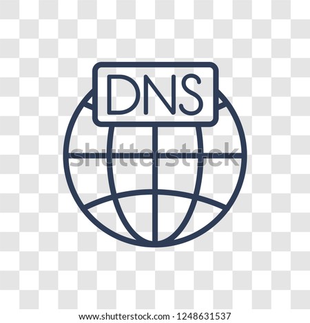 Dns icon. Trendy linear Dns logo concept on transparent background from web hosting collection
