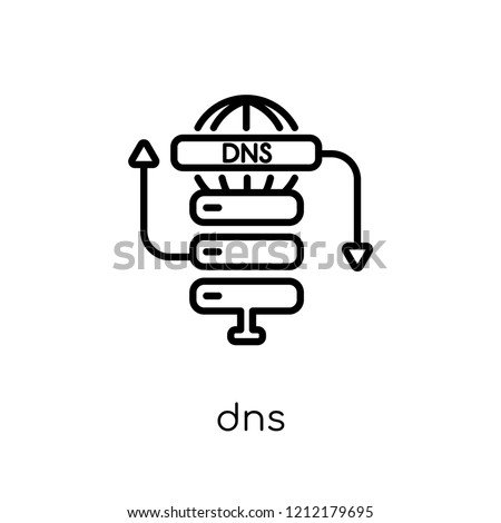 Dns icon. Trendy modern flat linear vector Dns icon on white background from thin line web hosting collection, editable outline stroke vector illustration