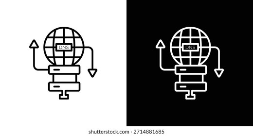 Icono DNS en estilo de línea de trazo de moda. Conjunto de Vector de icono de Sitio web.
