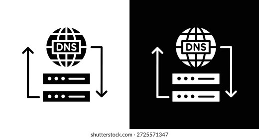 Icono DNS en estilo lineal delgado de trazo de moda.