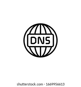 Dns icon vector in linear, outline icon isolated on white background