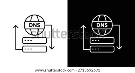 DNS icon vector logo outline. thin line symbols