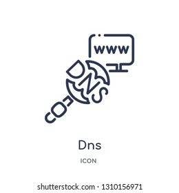 dns icon from web hosting outline collection. Thin line dns icon isolated on white background.