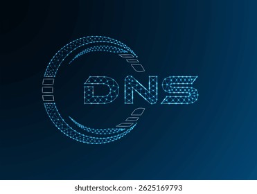 Design de vetor de logotipo de letra poli baixa DNS. Design de logotipo DNS poli inferior. 
