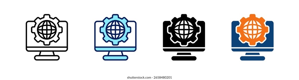 Conjunto De Vectores De Estilos Múltiples De Iconos De Administración De Dns Todo En Uno