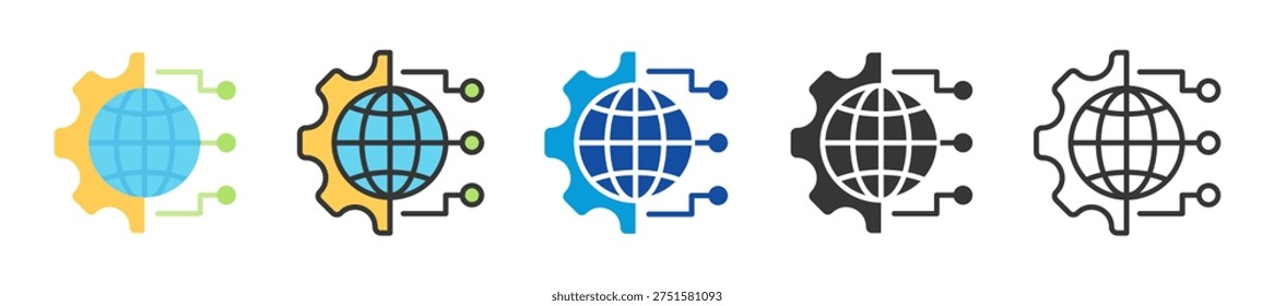 dns management icon set multi style various collection