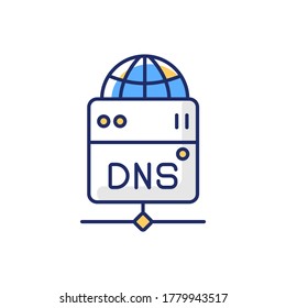 DNS server RGB color icon. Local domain name system, transfering user requests. Technology for accessing website URL via host name. Isolated vector illustration