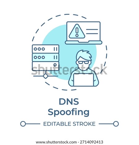DNS spoofing soft blue concept icon. Network administrator, software hacker. Server error. Round shape line illustration. Abstract idea. Graphic design. Easy to use in brochure, booklet