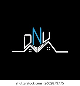 DNU Real State logo design, DNU simple and modern logo. DNU luxurious alphabet design  