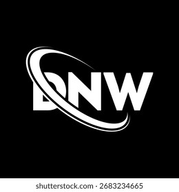 DNW-Logo. DNW-Brief. Logo-Design für DNW-Buchstaben. Initialen DNW-Logo mit Kreis und Großbuchstaben-Monogramm-Logo verknüpft. DNW-Typografie für Technologie, Business und Immobilien Marke.
