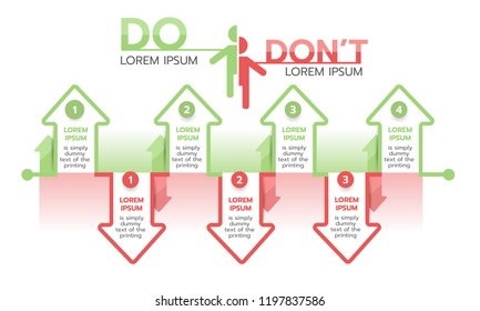 Do and don’t arrow infographic template. Flat vector illustration
