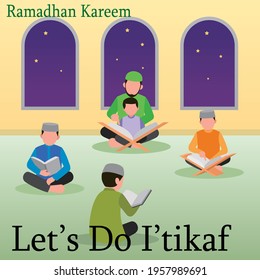 “Let’s do I’tikaf” background vector design illustration