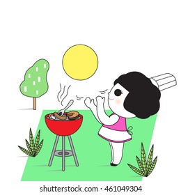 I Do Backyard Barbecue Party Character Invitation Card Paper Note illustration