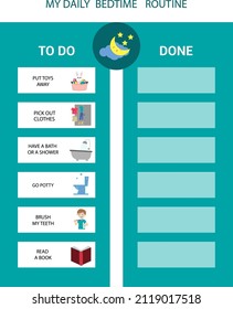 To do bedtime Chart for boy. Kids Daily Responsibilities Chart, Kids Daily Routine. 