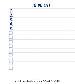 To Do blank List. Business goals to do list vector illustration.