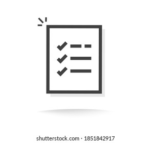 To do check list icon line outline stroke art vector, paper document with examining test results checklist idea, illustrated check marks ticks as complete survey form symbol
