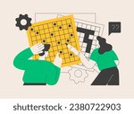 Do a crossword and sudoku abstract concept vector illustration. Stay home games and puzzles, keep your brain in shape, self-isolation time spending, quarantine leasure activity abstract metaphor.