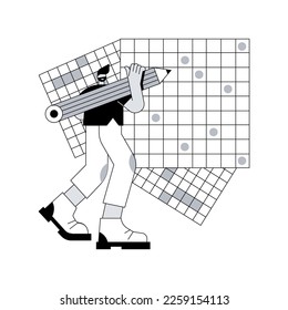 Do a crossword and sudoku abstract concept vector illustration. Stay home games and puzzles, keep your brain in shape, self-isolation time spending, quarantine leasure activity abstract metaphor.