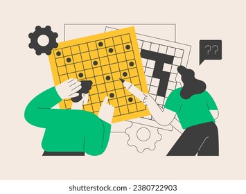 Do a crossword and sudoku abstract concept vector illustration. Stay home games and puzzles, keep your brain in shape, self-isolation time spending, quarantine leasure activity abstract metaphor.