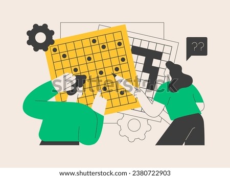 Do a crossword and sudoku abstract concept vector illustration. Stay home games and puzzles, keep your brain in shape, self-isolation time spending, quarantine leasure activity abstract metaphor.