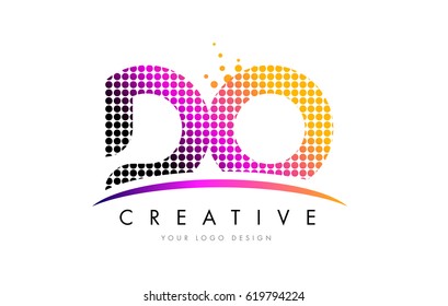 DO D O Dots Letter Logo Design with Magenta Bubble Circles and Swoosh