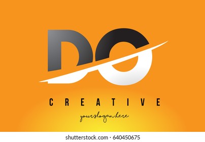 DO D O Letter Modern Logo Design with Swoosh Cutting the Middle Letters and Yellow Background.