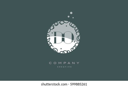 do d o  monogram floral vintage retro green white alphabet decorative company letter logo design vector icon template 