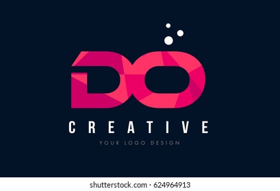 DO D O Purple Letter Logo Design with Low Poly Pink Triangles Concept