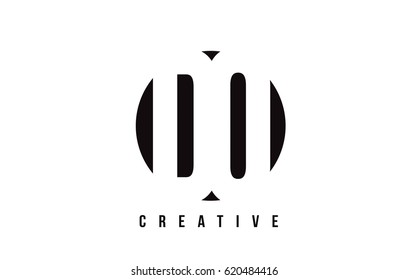 DO D O White Letter Logo Design with Circle Background Vector Illustration Template.