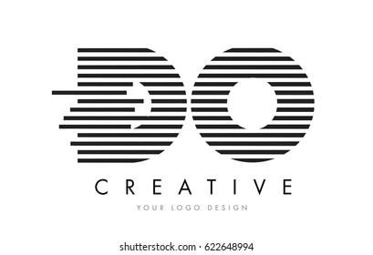 DO D O Zebra Letter Logo Design with Black and White Stripes Vector