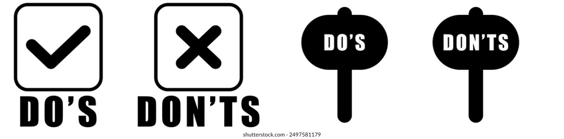 Do and Don't box icons vector illustration line art.