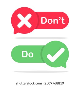 Do and Don't buttons. Do and Don't symbols. Yes and No symbols