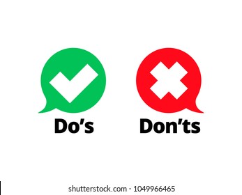 Do and Dont check tick mark and red cross icons isolated on transparent background. Vector Do's and Don'ts checklist or choice option symbols in circle chat frames