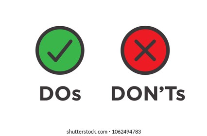 Do And Don't Or Good And Bad Icons W Positive And Negative Symbols