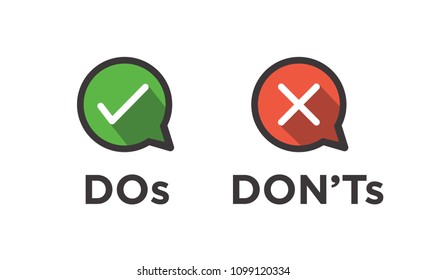 Do And Don't Or Good And Bad Icons W Positive And Negative Symbols