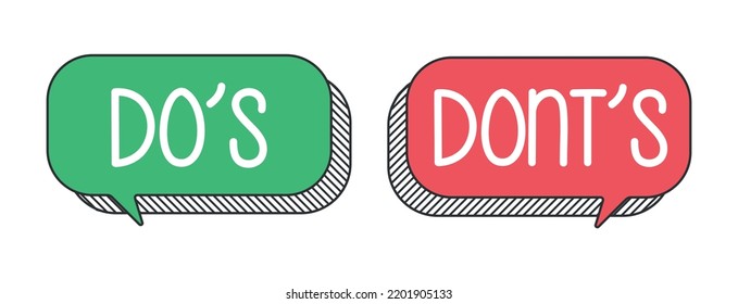 Do and Don't or Good and Bad Icons w Positive and Negative Symbols eps 10