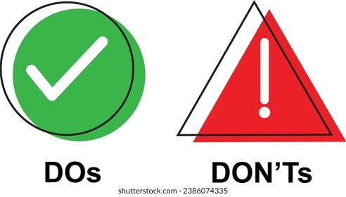 Do and Don't or Good and Bad Icons or Positive and Negative Symbol