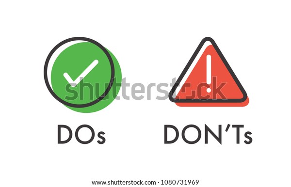Do and Don\'t or Good and Bad Icons w Positive and\
Negative Symbols