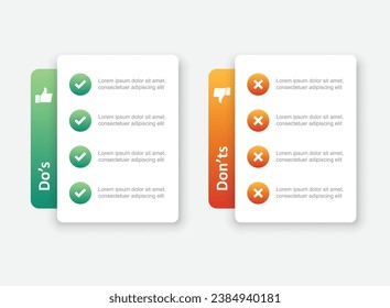 Do and dont icon in flat style. Dos and Don'ts vector illustration on isolated background. Pros and Cons sign business concept.