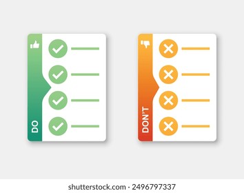 Do and dont icon in flat style. Dos and Don'ts vector illustration on isolated background. Pros and Cons sign business concept.