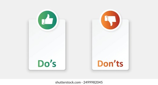 Do and dont icon in flat style. Dos and Don'ts vector illustration on isolated background. Pros and Cons sign business concept.