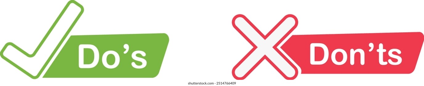 Do and Don't icons. Like and dislike symbols.Thumb up and thumb down icon. Vector illustration.