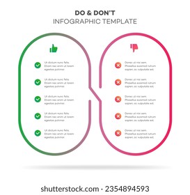 Do and dont infographic template vector rounded frame