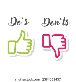 Do und Don't oder Like und Unlike Icons mit positiven und negativen Symbolen.